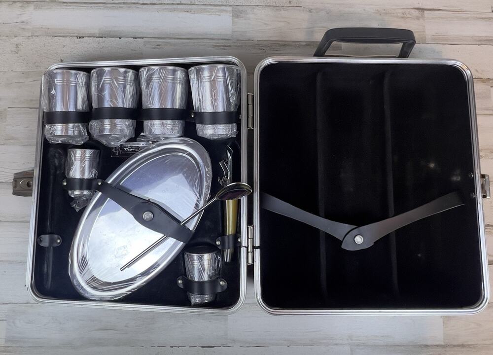 Vintage Ever-Wear Trav-L-Bar Portable Cocktail Bar Set Unused Barware MCM